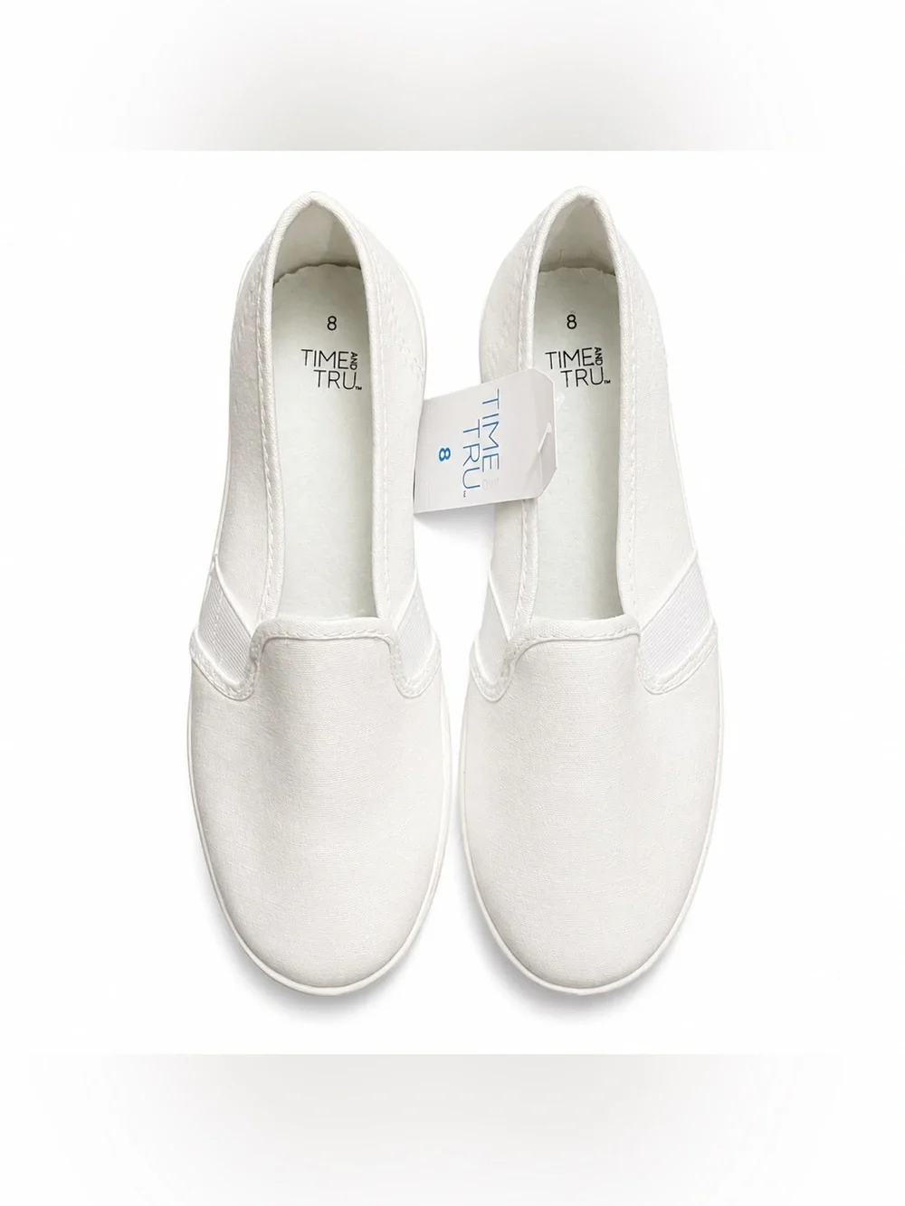 Time and Tru  White Slip-On Canvas Sneakers Size 8 Women
